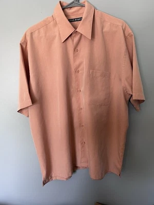 John Henry 男式短袖纽扣衬衫大号橙色 — 第 1/4 张图片