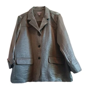 Blazer Chico’s, Mujer Talla XL (3) Manga 3/4 Verde Abotonada, Bolsillos Lujoso - Imagen 1 de 7