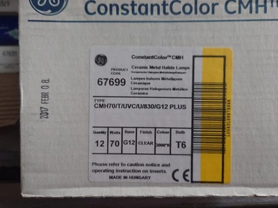 GE VMH70/T/UVC/U/830/G12 PLUS Ceramic Metal Halide Pack Of 12 - Image 1 of 2