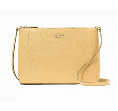 Nuevo Bolso Bandolera KATE SPADE Cuero Guijarro Amarillo Leila - Heno Fresco Foto 1 de 4