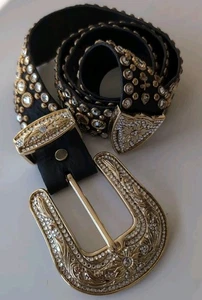 Kippy's Gürtel Strass schwarz und gold mit klaren Steinen Größe 36 - Bild 1 von 12