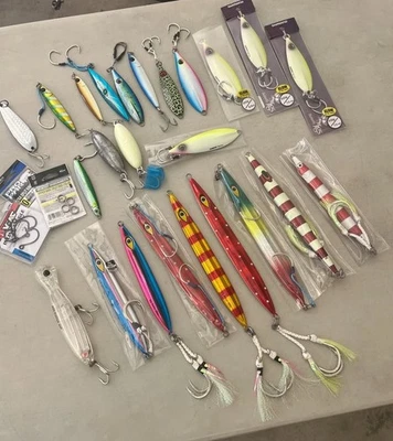 24 Bluefin Tuna Night Day time Jigs Bundle Lot Mustad Rip Roller Daiwa Shimano + - Image 1 of 4