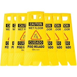 6-Pack Wet Floor Safety Signs - 24" Bilingual, Foldable, and Commercial Grade - Picture 1 of 8
