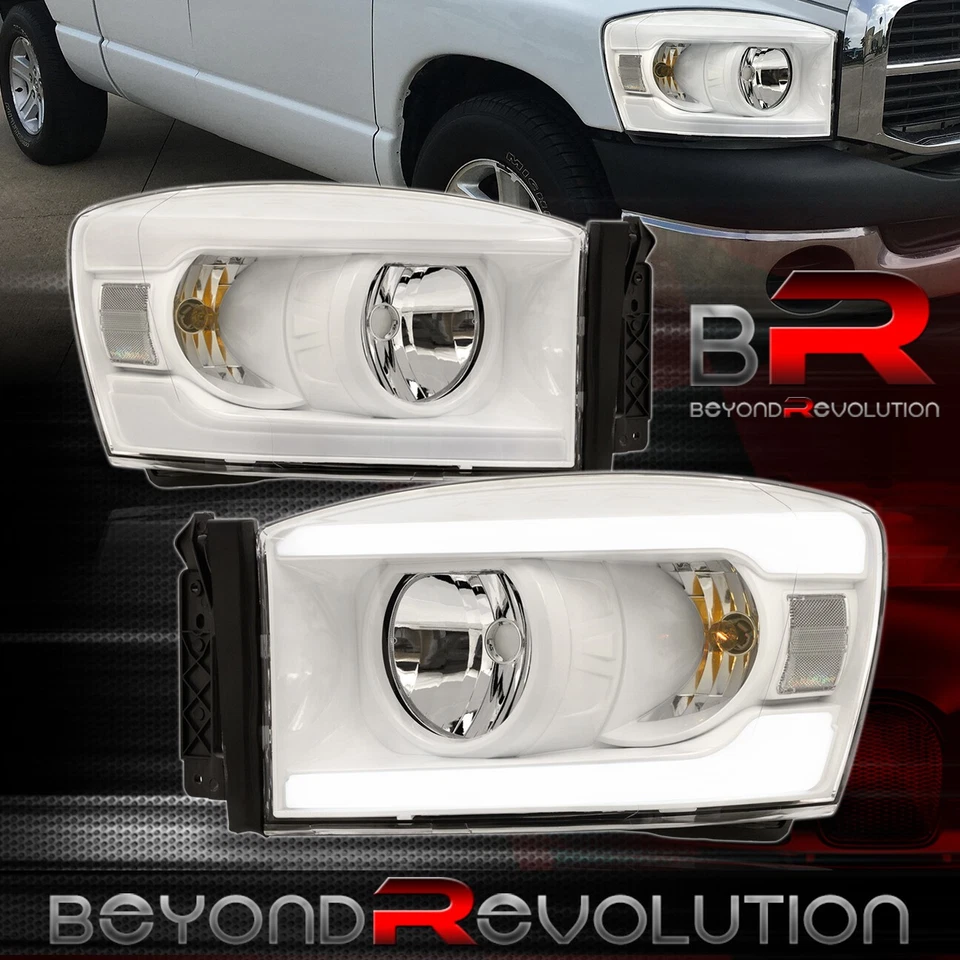 For 2006-2008 Ram 1500 LED DRL Head Lamp Lights Upgrade Left+Right White Housing Foto 1 de 4