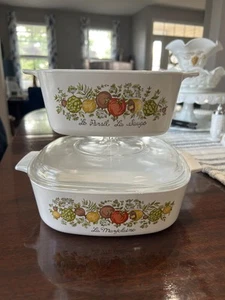 Corning Ware Spice of Life A-1 ½-B AND A-2-B Casserole Dishes w/1 Lid - Picture 1 of 19