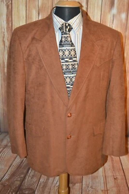 Vintage Pioneer Wear Men Paisley Brown 2 Front Button Sports Coat Size 44R - Image 1 of 4