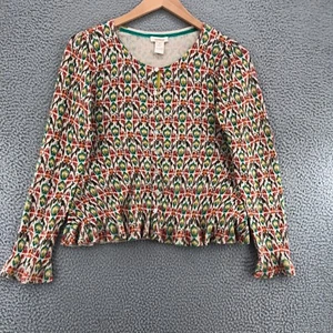 Sundance Sweater Womens Medium Ivory Multi Button Cardigan Ruffle Knit Stretch - Picture 1 of 9