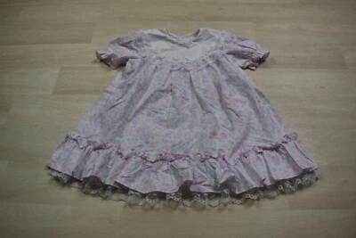 Vestido Vintage Jill Lynn Niña Bebé (Talla 4T) Navidad Rosa/Púrpura Floral con Encaje Foto 1 de 4