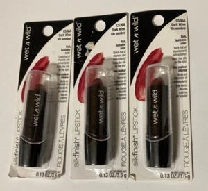 (3) wet n wild Silk Finish Lip Stick, Dark Wine, 0.13 oz NEW IN PACKAGING - Picture 1 of 2