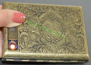 USB Rechargeable Electric Built-in Flame Less Lighter Cigarette Case - Picture 1 of 5