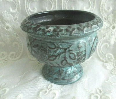 Nostalgischer Übertopf türkis Keramik Pokal Shabby Landhaus - Bild 1 von 3