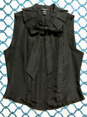 New~ Cub Monaco ~ 100% Silk Pleated Top with Bow ~ Office, Formal~ S-M - Image 1 of 4