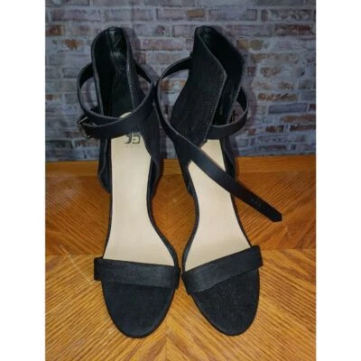 Tacones Joe's negros de mezclilla con correa al tobillo, usados en excelente estado Foto 1 de 4