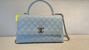 CHANEL 21K Light Blue Medium Coco Handle Flap with receipt - Picture 1 of 5