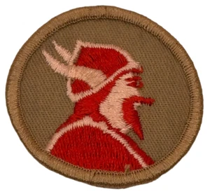 Boy Scout Viking Patrol Patch Retired BSA Embroidered Round Circle Vintage Tan - Picture 1 of 4