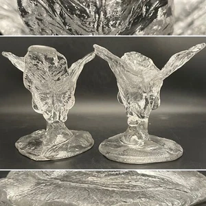 Cambridge Clear Glass Everglades 2pc Candle Holder Candlestick Set Made in USA - Picture 1 of 23