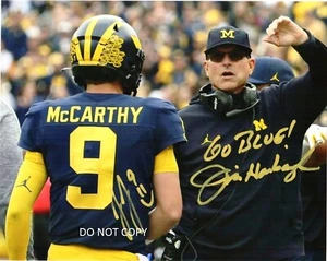 J.J. MCCARTHY & JIM HARBAUGH - MICHIGAN WOLVERINES Signed 8x10 reprint Photo !! - Picture 1 of 1