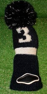 Vintage 3 Wood Headcover Knit Dark Blue White - Excellent Condition - Picture 1 of 2