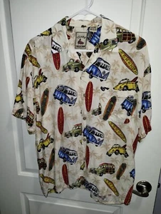 Volkswagen Hawaiian Shirt Island Collection M Vert Bug Samba Split Bus Surfing - Picture 1 of 6
