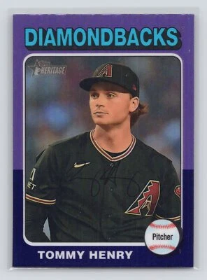 2024 Topps Heritage Chrome Purple Refractor Tommy Henry Arizona Diamondbacks - Image 1 of 2