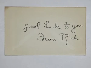 Irene Rich Actress Silent Films Signed 3" x 5" Index Card D.1988 - Picture 1 of 3
