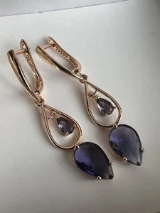 New Women’s 14k Rose Gold Plated Natural AmethystJewelry Set Ring 8 Necklace 22” - Picture 1 of 4