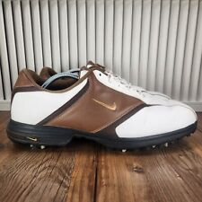 Nike Golf Heritage Shoes Cleats Mens 12 Brown White Leather Spikeless 418624-172