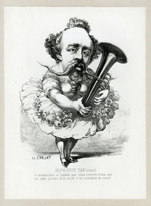 "Alphonse SAX (Junior) von Etienne CARJAT" Original Karikatur geflochten 1862 - Bild 1 von 1