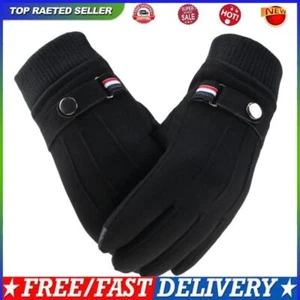 Men Touchscreen Cycling Gloves Full Finger Fleece Riding Mittens (Black) - Picture 1 of 9