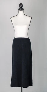 Vintage 80s Adrienne Vittadini Midi Straight Skirt Fuzzy Stretch Black Womens  M - Picture 1 of 7