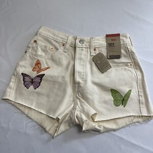 NWT Levi’s 501 High Rise Butterfly Denim Shorts Size 26 New