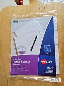 Avery Big Tab Write & Erase Paper Dividers 8 Tab White 12 Sets 23078 NIP - Picture 1 of 5