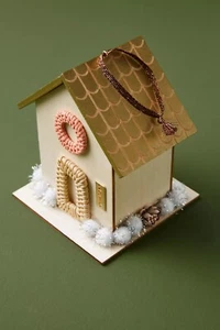 Anthropologie A-Frame House Christmas Ornament Our Home 2019 Wood Large - Picture 1 of 5