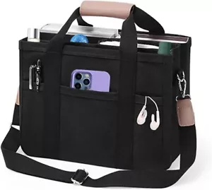 Women Multi-pocket Canvas Tote Bag Large Capacity Shoulder Crossbody Black - Picture 1 of 6