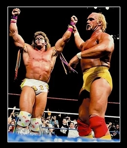 WWE THE ULTIMATE WARRIOR 8X10 GLOSSY WRESTLING PHOTO CELEBRATING WITH HOGAN - Picture 1 of 1