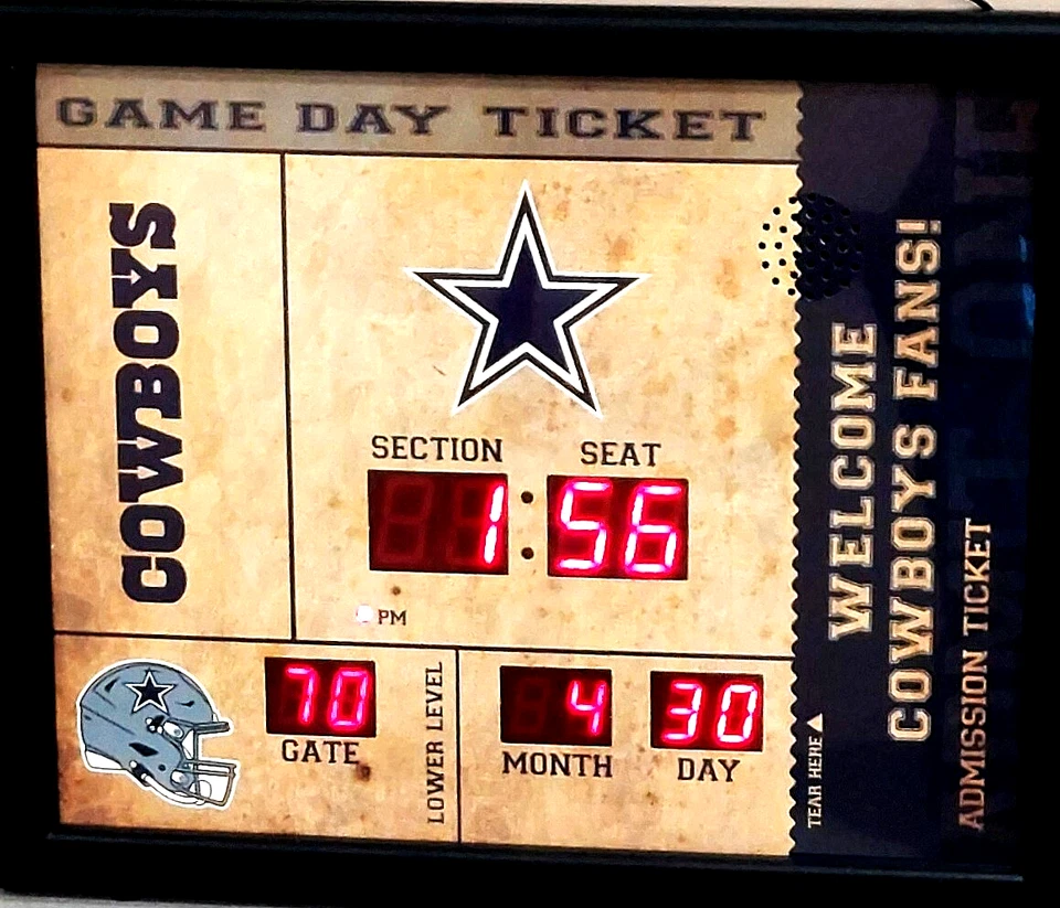Dallas Cowboys Team Scoreboard Clock With Bluetooth Wireless Technology - Image 1 of 3