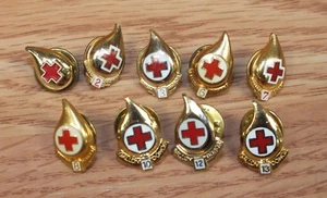 Individual Number Gallon Blood Donor Gold Tone Red Cross Pin / Brooch of Choice - Picture 1 of 65