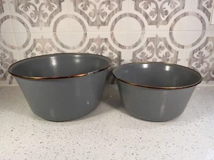 Barebones Enamel Mixing Bowl Set - Bowls, Salad and Slate Gray - Picture 1 of 5