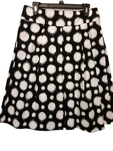East 5th Black & White Polka Dot Skirt Size 8 Knee Length Pleated Cotton Spandex - Picture 1 of 12