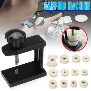 Watch Back Case Press Opener Crystal Glass Closer Fitting Repair Tool + 12 Caps - Bild 1 von 7