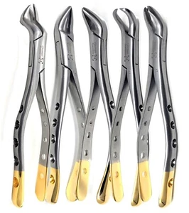 JUEGO DE 5 INSTRUMENTOS DENTALES ALEMANES DE EXTRACCIÓN DENTAL FÓRCEPS - Imagen 1 de 7