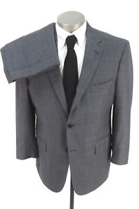 gray blue plaid JOS A BANK 2pc Pant Suit Signature Gold tailored fit 42 S