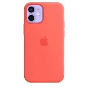 Genuine / Official Apple iPhone 12 Mini Silicone Case with MagSafe - Pink Citrus - Picture 1 of 9