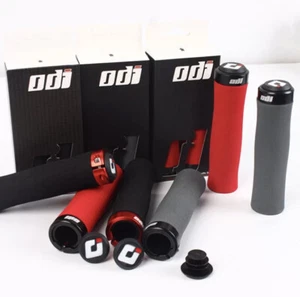 MTB Bicycle Handlebar grips comfort foam silicone With Lock On ODI End Caps - Picture 1 of 11
