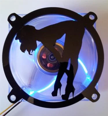 Custom 80mm SEXY GIRL BENTOVER Computer Fan Grill Gloss Black Acrylic Cooling - Image 1 of 3