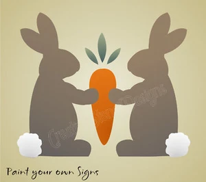 Joanie Easter Stencil 6.5" tall Prim Love Bunny Rabbit Carrot Country DIY Signs - Picture 1 of 5
