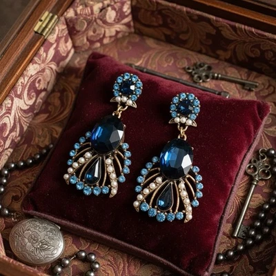 Pendientes Museo Chico Flor Gripoix Circonita cúbica De Colección Oro Perla Corte Circonita cúbica Palacio Foto 1 de 4