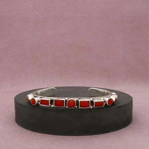 hopi sterling silver vintage ramona loloma coral cuff bracelet size 6in - Picture 1 of 3