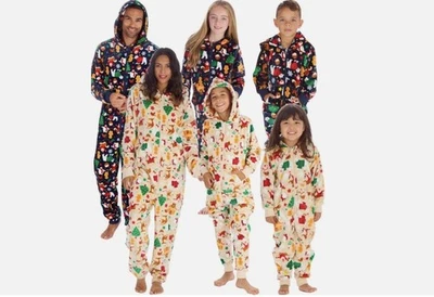 Family matching childrens Xmas bodysuit huggable hoodie with zip