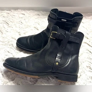 ECCO Black Saunter Chelsea Pull On Md-Cut Boots With Buckles Size 7.5 - Bild 1 von 8